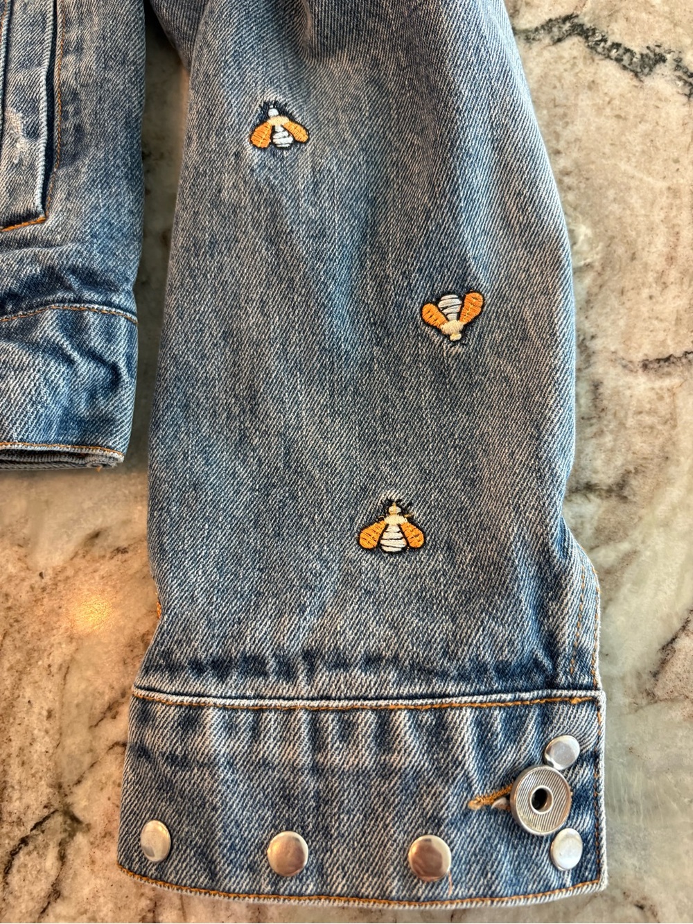 Festival Denim Jean Jacket Full Embroidered Flower Bees Studs Medium - Picture 4 of 15